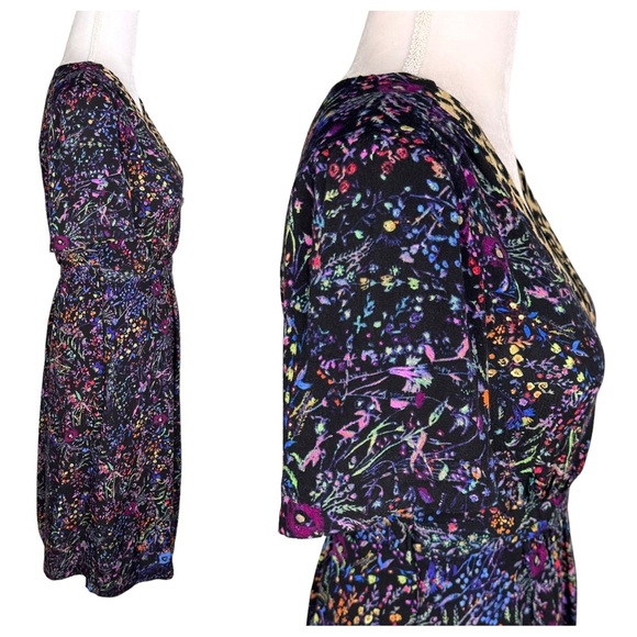 Anthropologie Maeve floral animal print Morgan dress v-neck buttons leopard 6 - Picture 8 of 16